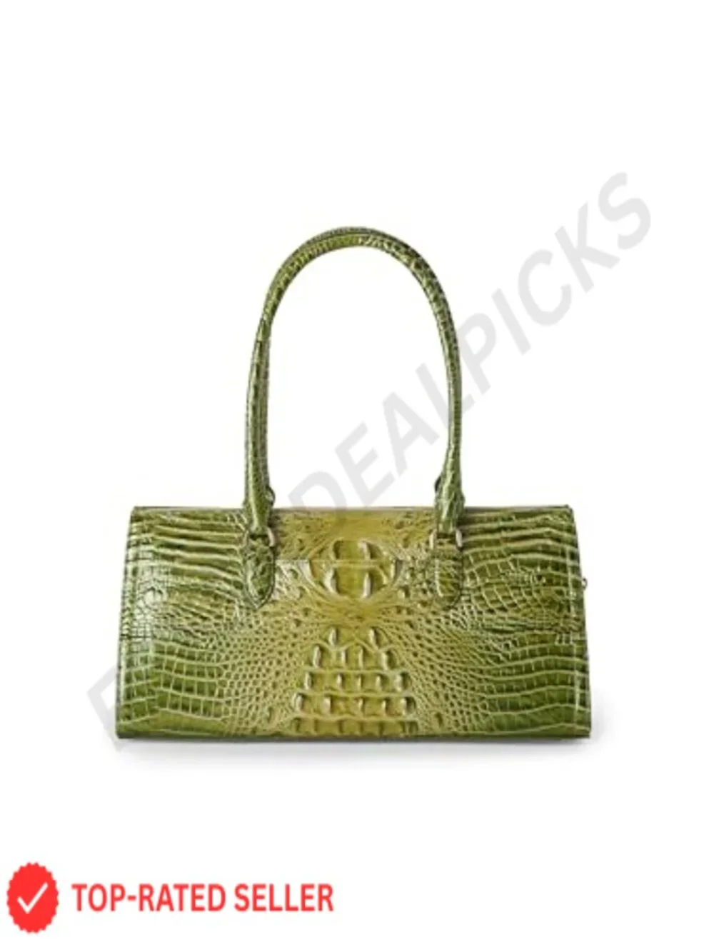 Leather Satchel Handbag Zip Top Double Handles Interior Pockets